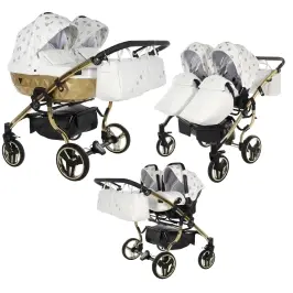 Junama Glow Duo 02 White Gold Dvīņu rati 3in1
