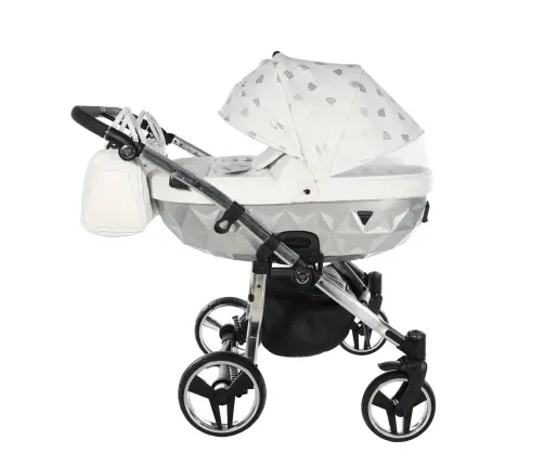 Junama Glow Duo 03 White Silver Dvīņu rati 2in1