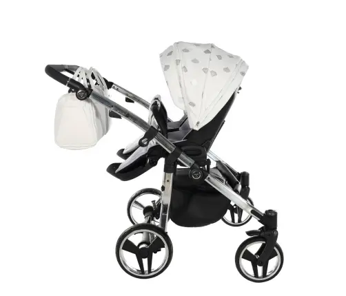 Junama Glow Duo 03 White Silver Dvīņu rati 2in1