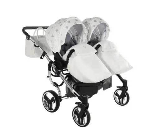 Junama Glow Duo 03 White Silver Dvīņu rati 2in1