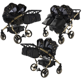 Junama Glow Duo 05 Black Gold Dvīņu rati 3in1