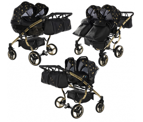 Junama Glow Duo 05 Black Gold Dvīņu rati 3in1