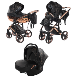 Junama Heart 02 Black rose gold Bērnu rati 3in1