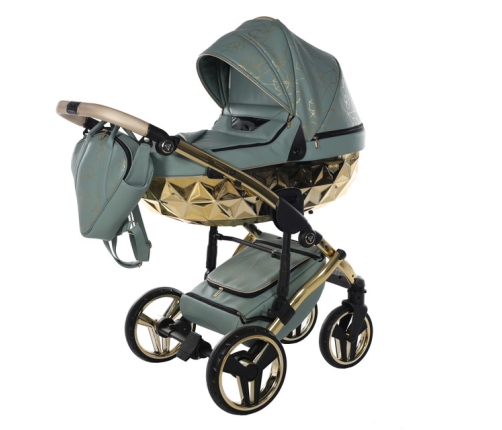 Junama Heart 03 Green gold Bērnu rati 2in1
