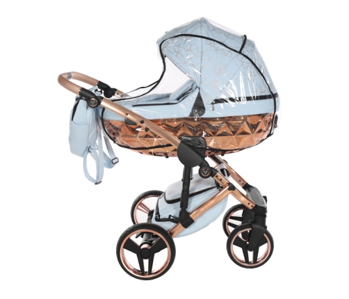 Junama Heart 05 Baby blue rose gold Bērnu rati 2in1