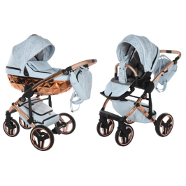 Junama Heart 05 Baby blue rose gold Bērnu rati 2in1
