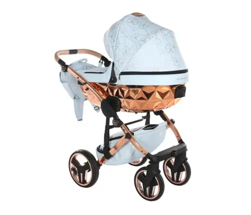 Junama Heart 05 Baby blue rose gold Bērnu rati 3in1