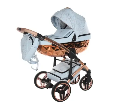 Junama Heart 05 Baby blue rose gold Bērnu rati 3in1