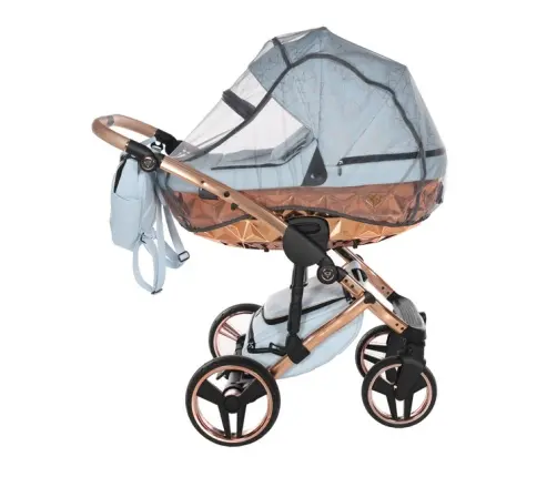 Junama Heart 05 Baby blue rose gold Bērnu rati 3in1