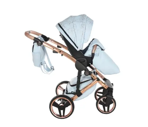 Junama Heart 05 Baby blue rose gold Bērnu rati 3in1