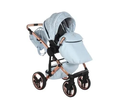 Junama Heart 05 Baby blue rose gold Bērnu rati 3in1