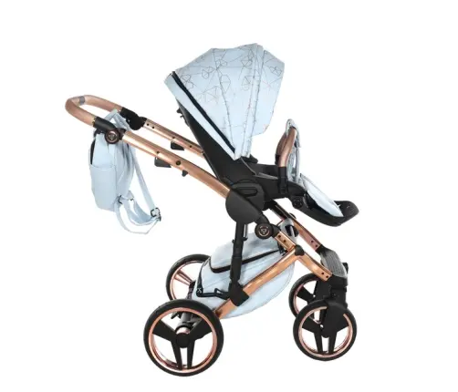 Junama Heart 05 Baby blue rose gold Bērnu rati 3in1