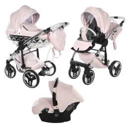 Junama Heart 06 Pink silver Bērnu rati 3in1