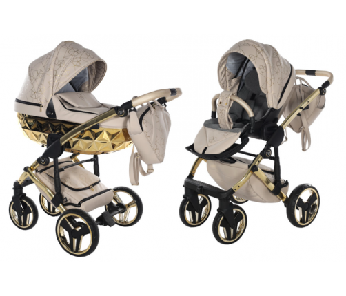 Junama Heart 07 Beige gold Bērnu rati 2in1