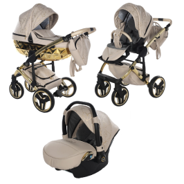 Junama Heart 07 Beige gold Bērnu rati 3in1
