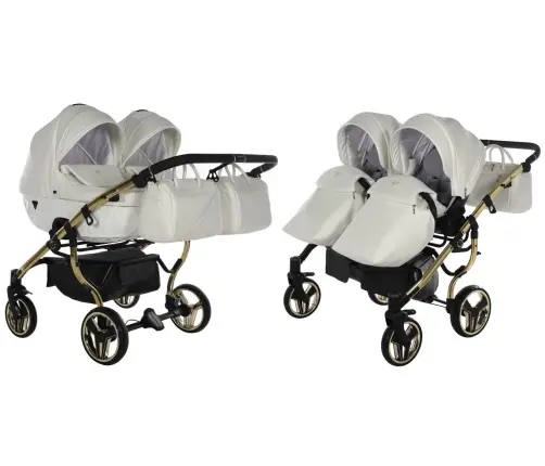 Junama Individual Duo White Gold Dvīņu rati 2in1
