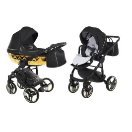 Junama Mirror Col.02 Black gold Bērnu rati 2in1