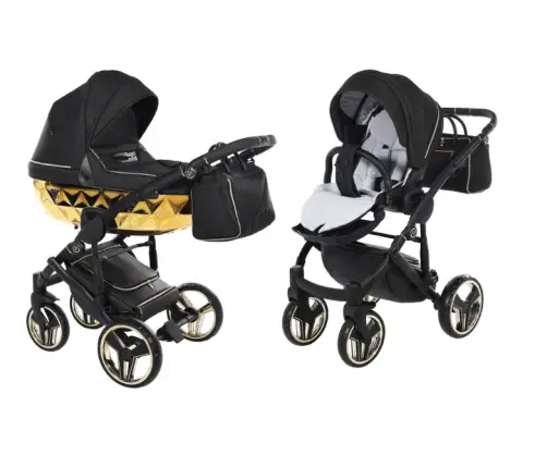 Junama Mirror Col.02 Black gold Bērnu rati 2in1