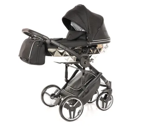 Junama Mirror Col.03 Black silver Bērnu rati 2in1