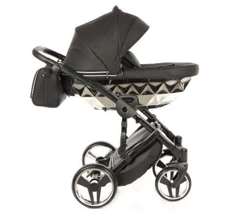 Junama Mirror Col.03 Black silver Bērnu rati 2in1