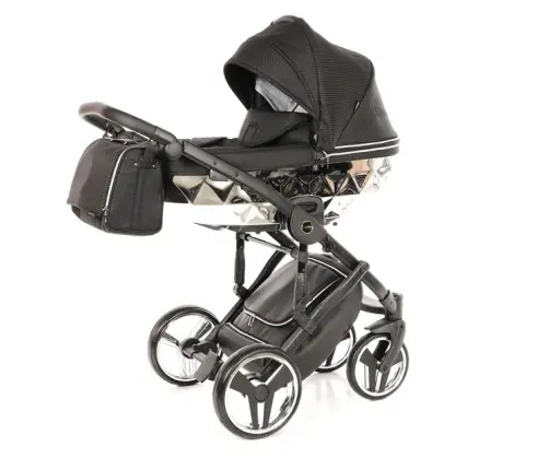 Junama Mirror Col.03 Black silver Bērnu rati 3in1