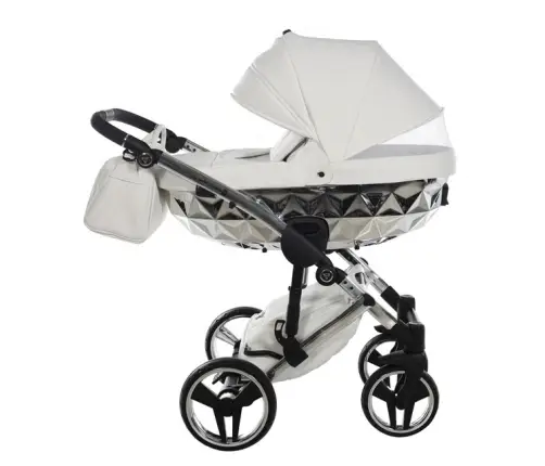 Junama Mirror Col.04 White silver Bērnu rati 2in1