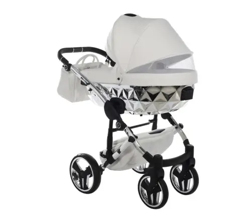 Junama Mirror Col.04 White silver Bērnu rati 2in1