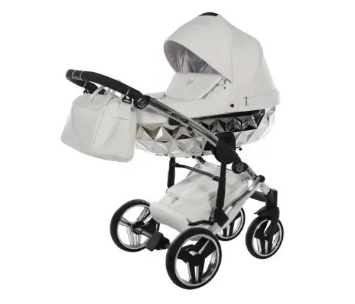 Junama Mirror Col.04 White silver Bērnu rati 2in1