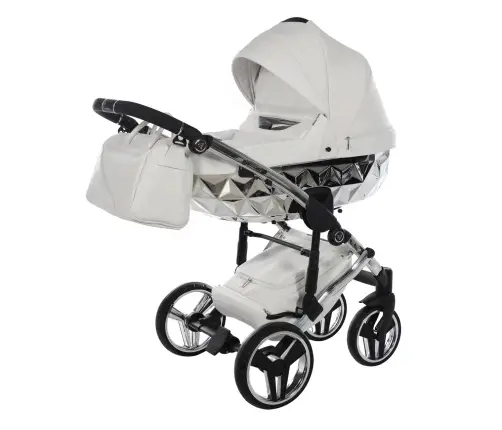 Junama Mirror Col.04 White silver Bērnu rati 2in1