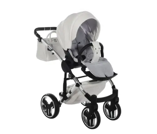 Junama Mirror Col.04 White silver Bērnu rati 2in1