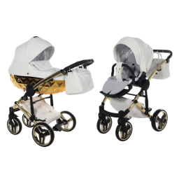 Junama Mirror Col.06 White gold Bērnu rati 2in1
