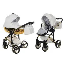Junama Mirror Col.06 White gold Bērnu rati 2in1