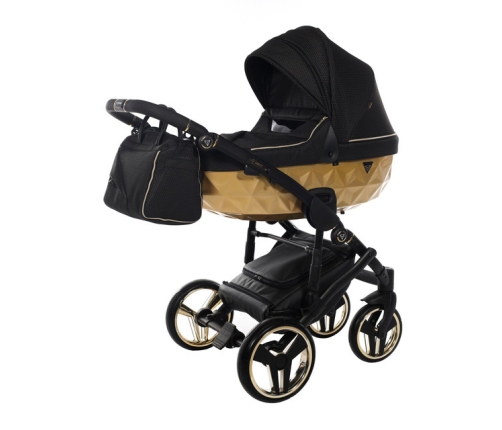 Junama Mirror Satin Col.03 Black gold Bērnu rati 2in1