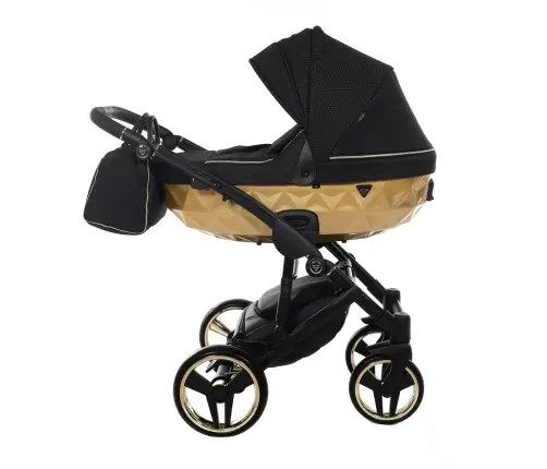 Junama Mirror Satin Col.03 Black gold Bērnu rati 3in1