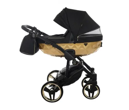 Junama Mirror Satin Col.03 Black gold Bērnu rati 3in1