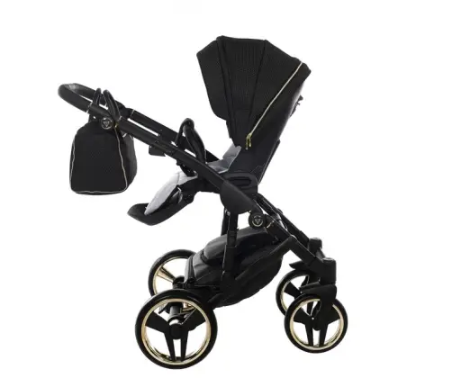 Junama Mirror Satin Col.03 Black gold Bērnu rati 3in1