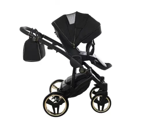 Junama Mirror Satin Col.03 Black gold Bērnu rati 3in1