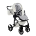 Junama Mirror Satin Col.04 White silver Bērnu rati 2in1