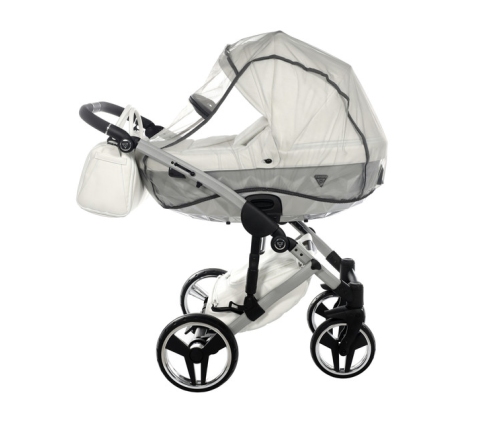 Junama Mirror Satin Col.04 White silver Bērnu rati 2in1