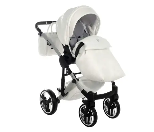 Junama Mirror Satin Col.04 White silver Детская коляска 3 в 1