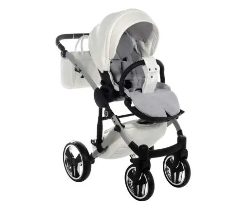 Junama Mirror Satin Col.04 White silver Детская коляска 3 в 1