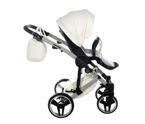 Junama Mirror Satin Col.04 White silver Детская коляска 3 в 1
