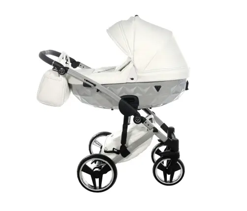 Junama Mirror Satin Col.04 White silver Детская коляска 3 в 1