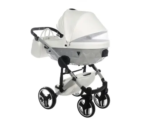 Junama Mirror Satin Col.04 White silver Детская коляска 3 в 1