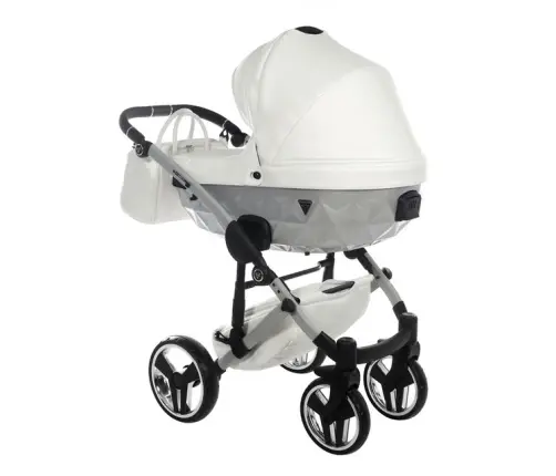 Junama Mirror Satin Col.04 White silver Детская коляска 3 в 1