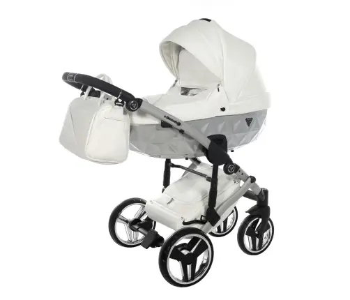 Junama Mirror Satin Col.04 White silver Детская коляска 3 в 1