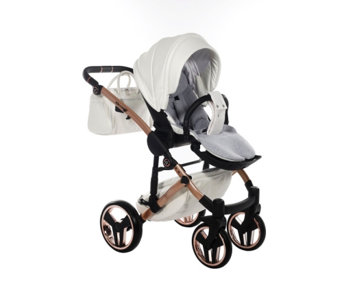 Junama Mirror Satin Col.05 White rose gold Bērnu rati 2in1