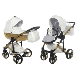 Junama Mirror Satin Col.06 White gold Bērnu rati 2in1