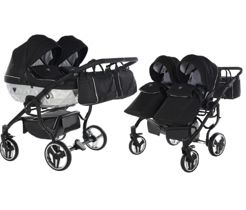 Junama Mirror Satin Duo 01 Black Silver Dvīņu rati 2in1