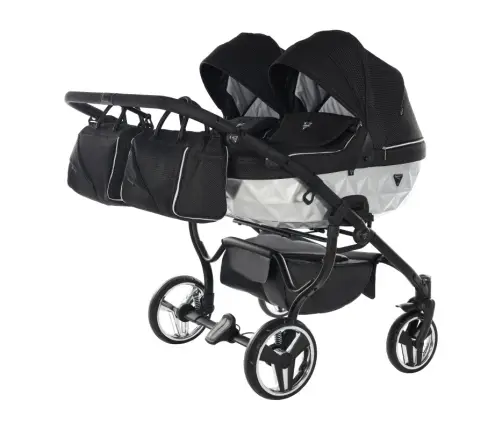 Junama Mirror Satin Duo 01 Black Silver Dvīņu rati 3in1